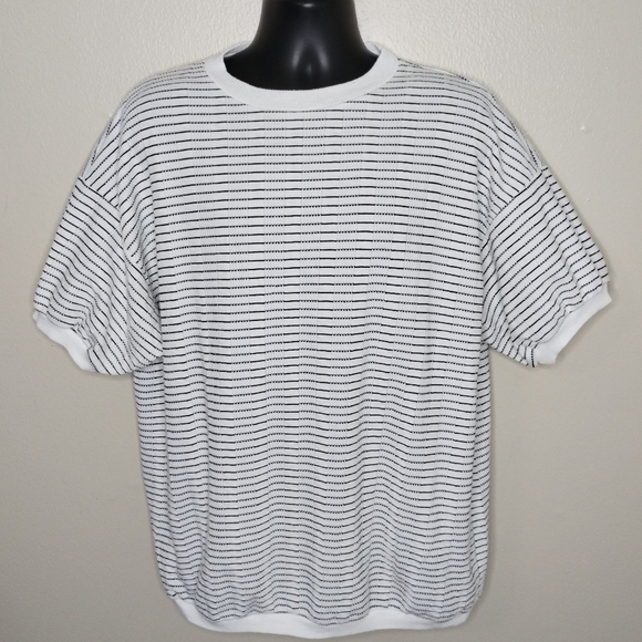 VINTAGE 80s Style Plus California Men's One Size Shirt Made In USA Striped White - Picture 1 of 7